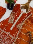 DESIGNER FENDY SILK EMBROIDERY SEQUENCE WORK TOP SHARARA WITH DUPATTA WEDDING WEAR WHOLESALE PRICE ETHNIC GARMENT (10)