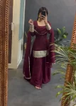 DESIGNER GEORGETTE EMBROIDERY SEQUENCE AND CODING WORK TOP PALAZZO WITH DUPATTA MAROON