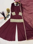 DESIGNER GEORGETTE EMBROIDERY SEQUENCE AND CODING WORK TOP PALAZZO WITH DUPATTA PARTY WEAR WHOLESALE PRICE ETHNIC GARMENT (3)