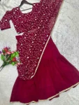 DESIGNER GEORGETTE EMBROIDERY SEQUENCE WORK LEHENGA CHOLI WITH DUPATTA PARTY WEAR WHOLESALE PRICE ETHNIC GARMENT (3)