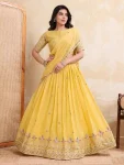 DESIGNER GEORGETTE EMBROIDERY WORK LEHENGA CHOLI WITH DUPATTA YELLOW