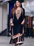 DESIGNER GEORGETTE EMBROIDERY WORK TOP PALAZZO WITH DUPATTA BLACK