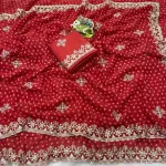 DESIGNER GEORGETTE MULTI SEQUENCE WORK SAREE WITH UNSTITCHED BLOUSE WEDDING WEAR WHOLESALE PRICE ETHNIC GARMENT (1)