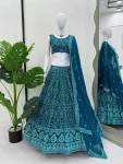DESIGNER GEORGETTE THREAD EMBROIDERY WITH SEQUENCE WORK LEHENGA CHOLI WITH DUPATTA RECEPTION WEAR WHOLESALE PRICE ETHNIC GARMENT (1)