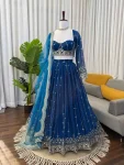 DESIGNER GEORGETTE THREAD WITH SEQUENCE WORK LEHENGA CHOLI WITH DUPATTA WEDDING WEAR WHOLESALE PRICE ETHNIC GARMENT (5)