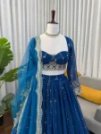 DESIGNER GEORGETTE THREAD WITH SEQUENCE WORK LEHENGA CHOLI WITH DUPATTA WEDDING WEAR WHOLESALE PRICE ETHNIC GARMENT (5)