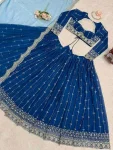 DESIGNER GEORGETTE THREAD WITH SEQUENCE WORK LEHENGA CHOLI WITH DUPATTA WEDDING WEAR WHOLESALE PRICE ETHNIC GARMENT (5)