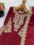DESIGNER GMY SILK EMBROIDERY CODING SEQUENCE WITH MOTI WORK TOP PALAZZO WITH DUPATTA FESTIVE WEAR WHOLESALE PRICE ETHNIC GARMENT (12)