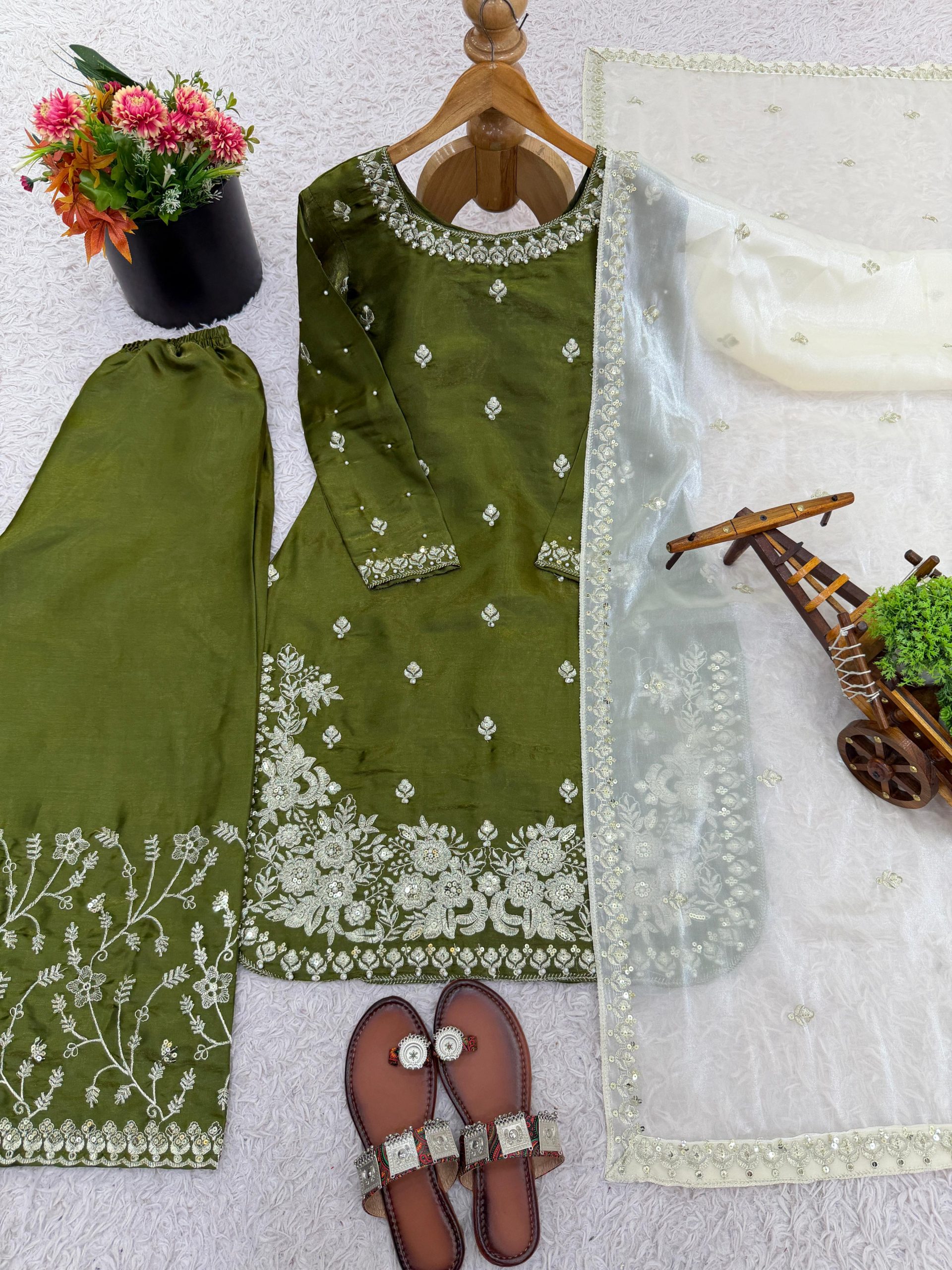 DESIGNER GMY SILK EMBROIDERY SEQUENCE WORK TOP PALAZZO WITH DUPATTA FESTIVE WEAR WHOLESALE PRICE ETHNIC GARMENT (7)