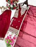 DESIGNER GMY SILK EMBROIDERY SEQUENCE WORK WITH RIVET MOTI WORK TOP PALAZZO WITH DUPATTA FESTIVE WEAR WHOLESALE PRICE ETHNIC GARMENT (2)