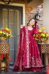 DESIGNER GMY SILK THREAD & SEQUENCE WORK GOWN BOTTOM WITH DUPATTA PINK