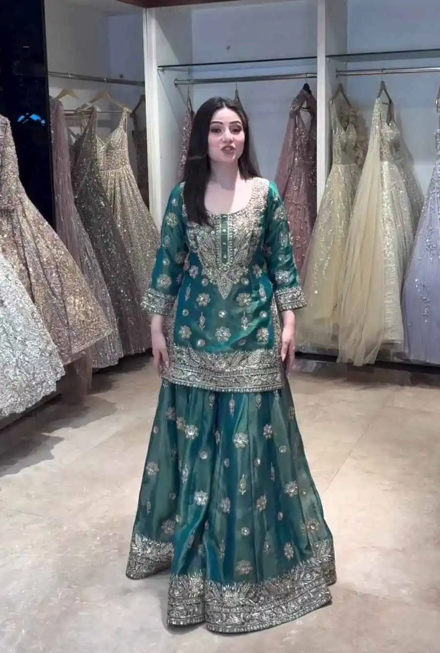 DESIGNER JC SILK EMBROIDERY 5 MM SEQUENCE WORK TOP PALAZZO WITH DUPATTA FESTIVE WEAR WHOLESALE PRICE ETHNIC GARMENT (4)