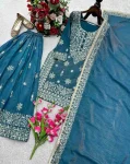 DESIGNER JC SILK EMBROIDERY 5 MM SEQUENCE WORK TOP PALAZZO WITH DUPATTA FESTIVE WEAR WHOLESALE PRICE ETHNIC GARMENT (3)