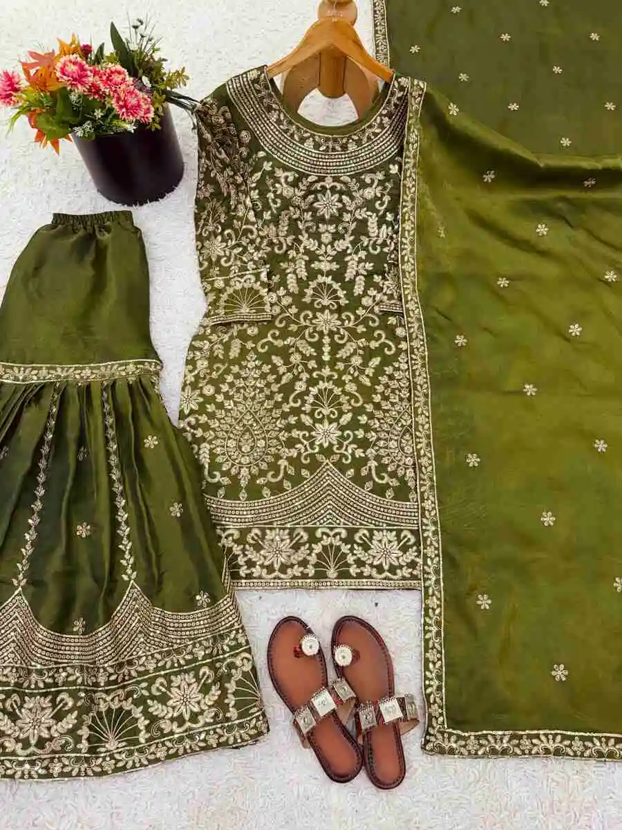 DESIGNER JC SILK EMBROIDERY CODING-3 MM SEQUENCE WORK TOP SHARARA WITH DUPATTA FESTIVE WEAR WHOLESALE PRICE ETHNIC GARMENT (6)