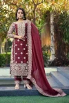 DESIGNER JC SILK EMBROIDERY CODING-3MM SEQUENCE WORK TOP BOTTOM WITH DUPATTA MAROON