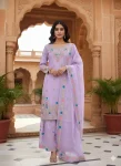 DESIGNER JMC SILK THREAD WITH SEQUENCE WITH RIVET MOTI WORK TOP SHARARA WITH DUPATTA LAVENDER