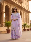 DESIGNER JMC SILK THREAD WITH SEQUENCE WITH RIVET MOTI WORK TOP SHARARA WITH DUPATTA FESTIVE WEAR WHOLESALE PRICE ETHNIC GARMENT (4)