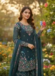 DESIGNER JMC SILK THREAD WITH SEQUENCE WITH RIVET MOTI WORK TOP SHARARA WITH DUPATTA WEDDING WEAR WHOLESALE PRICE ETHNIC GARMENT (8)