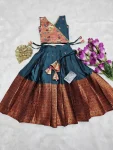 DESIGNER KANJIVARAM SILK ZARI WEAVING WORK KID’S LEHENGA CHOLI FESTIVE WEAR WHOLESALE PRICE ETHNIC GARMENT (5)