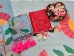 DESIGNER LINEN COTTON DIGITAL PRINTED HANDMADE COTTON TUSSLE WORK SAREE WITH UNSTITCHED BLOUSE PARTY WEAR WHOLESALE PRICE ETHNIC GARMENT (3)