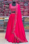 DESIGNER MALAI SATIN SEQUENCE AND THREAD EMBROIDERY WORK LEHENGA CHOLI WITH DUPATTA PARTY WEAR WHOLESALE PRICE ETHNIC GARMENT (6)