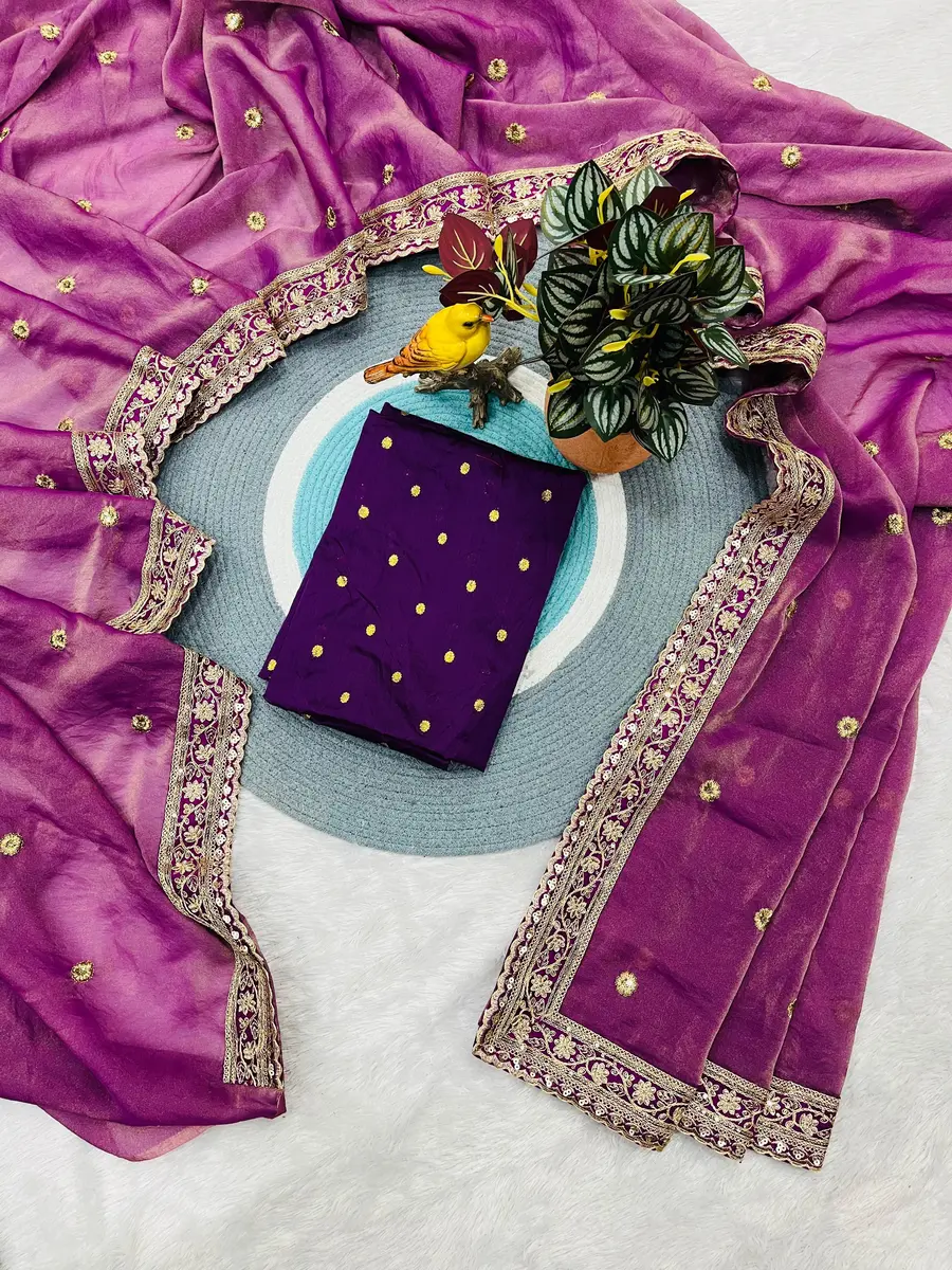 DESIGNER MOCHA SILK SEQUENCE WITH CODING WORK WITH LACE BORDER WORK SARE E WITH UNSTITCHED BLOUSE WEDDING WEAR WHOLESALE PRICE ETHNIC GARMENT (20)