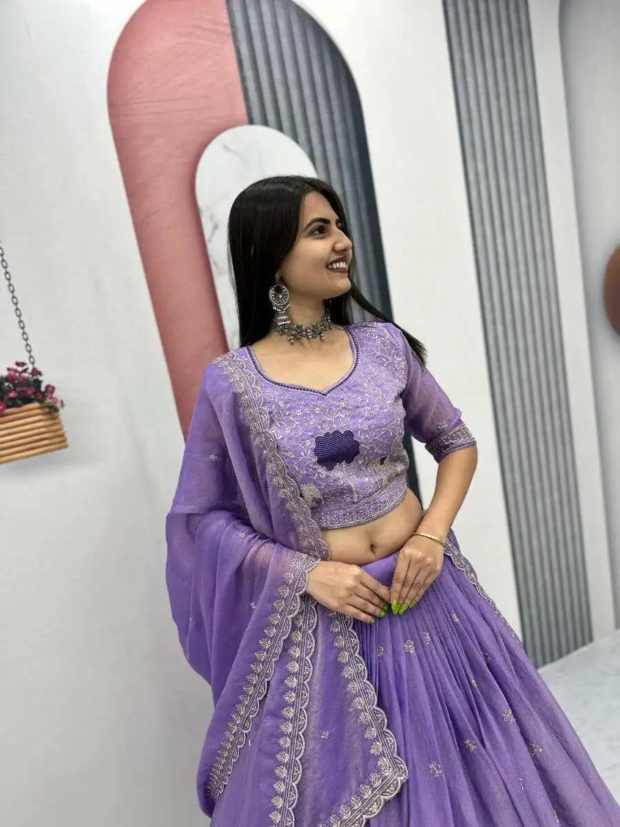 DESIGNER MOSS SHIMMER EMBROIDERY THREAD & PIPE VAL WORK LEHENGA CHOLI WITH DUPATTA WEDDING WEAR WHOLESALE PRICE ETHNIC GARMENT (5)