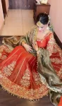 DESIGNER MOSS SILK SEQUENCE & ZARI EMBROIDERY WORK GOWN WITH DUPATTA ORANGE (2)