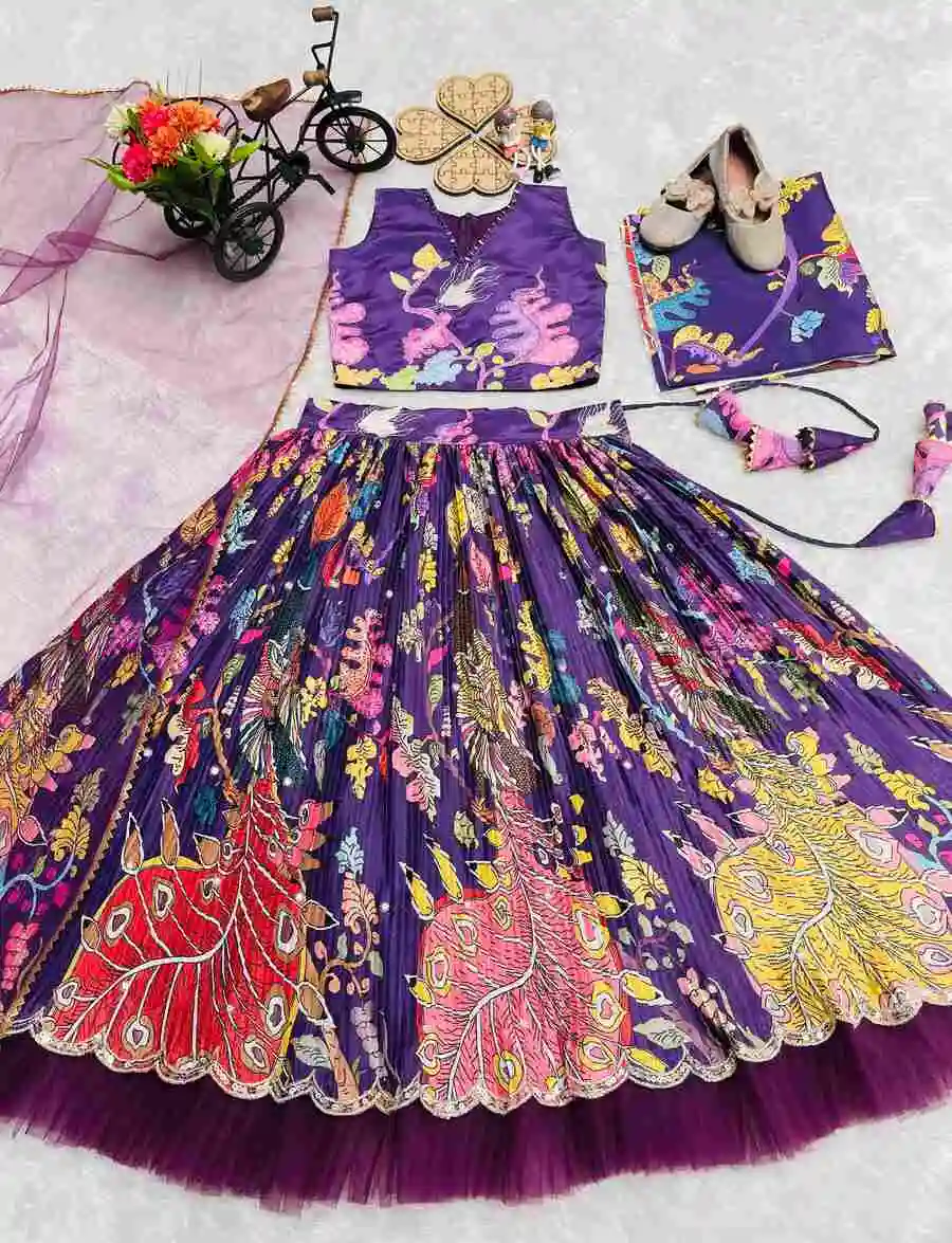 DESIGNER NATURAL CREPE POSITION PRINT EMBROIDERY WORK WITH REAL MIRROR HAND WORK KID'S LEHENGA CHOLI WITH DUPATTA PARTY WEAR WHOLESALE PRICE ETHNIC GARMENT (7).webp