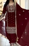 DESIGNER NATURAL CREPE SILK EMBROIDERY SEQUENCE WORK TOP PATIYALA WITH DUPATTA FESTIVE WEAR WHOLESALE PRICE ETHNIC GARMENT (2)