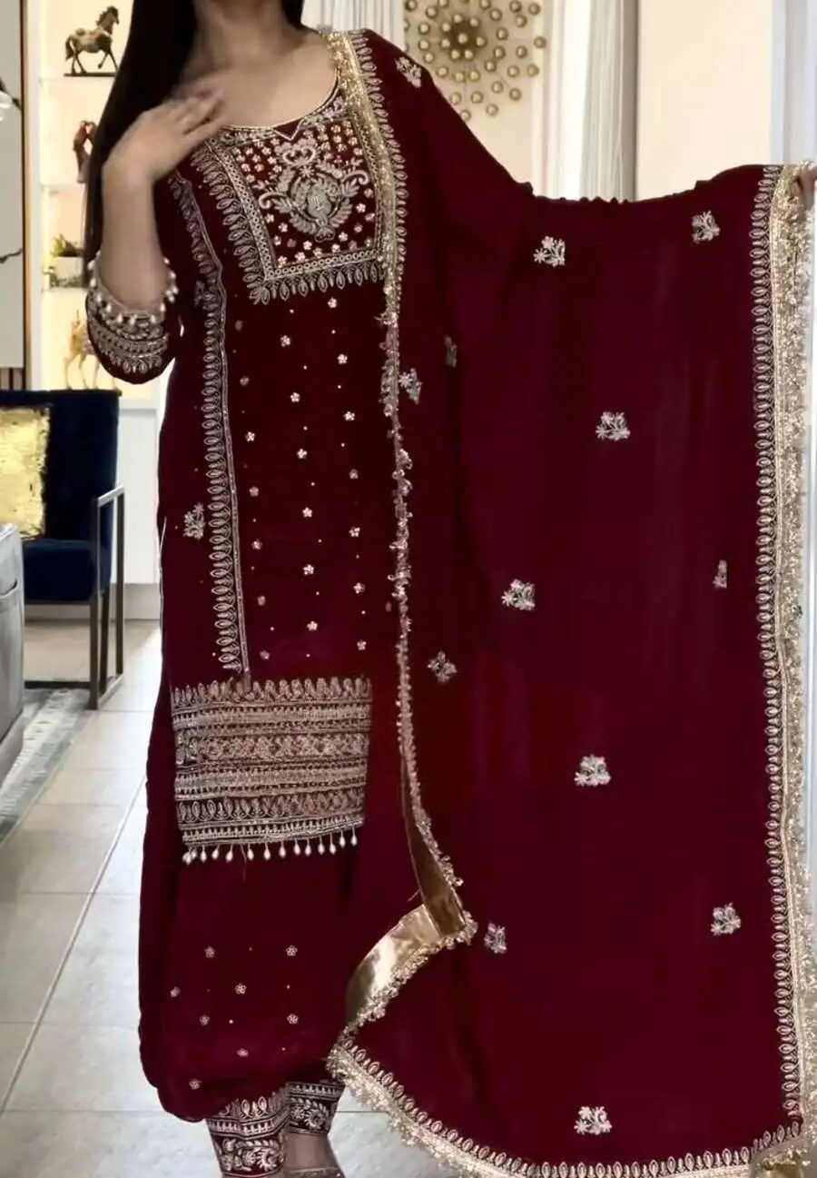 DESIGNER NATURAL CREPE SILK EMBROIDERY SEQUENCE WORK TOP PATIYALA WITH DUPATTA FESTIVE WEAR WHOLESALE PRICE ETHNIC GARMENT (8)