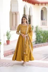 DESIGNER NC VICHITRA SILK SEQUENCE & ZARI EMBROIDERED WORK GOWN WITH DUPATTA YELLOW