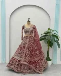DESIGNER NET EMBROIDERY SEQUENCE DESIGN WORK LEHENGA CHOLI WITH DUPATTA FESTIVE WEAR WHOLESALE PRICE ETHNIC GARMENT (2)