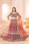 DESIGNER NET EMBROIDERY SEQUENCE DESIGN WORK LEHENGA CHOLI WITH DUPATTA FESTIVE WEAR WHOLESALE PRICE ETHNIC GARMENT (2)