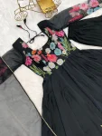 DESIGNER ORGANZA SILK PRINT WORK WITH ZARI FLOWER OUTING WORK GOWN PANT WITH DUPATTA FESTIVE WEAR WHOLESALE PRICE ETHNIC GARMENT (42)