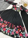 DESIGNER ORGANZA SILK PRINT WORK WITH ZARI FLOWER OUTING WORK GOWN PANT WITH DUPATTA FESTIVE WEAR WHOLESALE PRICE ETHNIC GARMENT (42)