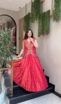 DESIGNER PURE SHIMMER EMBROIDERY SEQUENCE & THREAD WORK TOP LEHENGA WITH SHRUG PARTY WEAR WHOLESALE PRICE ETHNIC GARMENT (4)