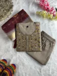 DESIGNER ROMAN SILK EMBROIDERY WITH SEQUENCE WORK TOP BOTTOM WITH DUPATTA FESTIVE WEAR WHOLESALE PRICE ETHNIC GARMENT (2)