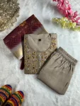 DESIGNER ROMAN SILK EMBROIDERY WITH SEQUENCE WORK TOP BOTTOM WITH DUPATTA FESTIVE WEAR WHOLESALE PRICE ETHNIC GARMENT (2)
