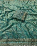 DESIGNER SPACE SILK SEQUENCE EMBROIDERY WORK WITH CUT BORDER WORK SAREE WITH UNSTITCHED BLOUSE WEDDING WEAR WHOLESALE PRICE ETHNIC GARMENT (7)