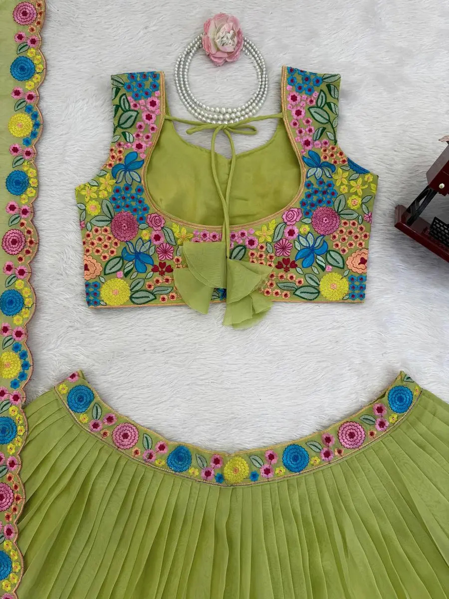 DESIGNER TABBY ORGANZA SILK THREAD WITH SEQUENCE WORK LEHENGA CHOLI WITH DUPATTA WEDDING WEAR WHOLESALE PRICE ETHNIC GARMENT (1)