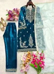 DESIGNER VELVET EMBROIDERY 5 MM SEQUENCE WORK TOP BOTTOM WITH DUPATTA FESTIVE WEAR WHOLESALE PRICE ETHNIC GARMENT (2)