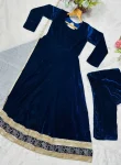 DESIGNER VELVET EMBROIDERY WITH LACE WORK ANARKALI BOTTOM WITH DUPATTA FESTIVE WEAR WHOLESALE PRICE ETHNIC GARMENT (4)