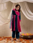 DESIGNER VELVET LACE WORK KID’S TOP BOTTOM WITH DUPATTA FESTIVE WEAR WHOLESALE PRICE ETHNIC GARMENT (4)