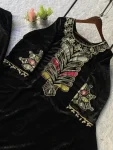 DESIGNER VELVET SEQUENCE EMBROIDERY PATCH WORK KURTI PALAZZO SET FESTIVE WEAR WHOLESALE PRICE ETHNIC GARMENT (2)
