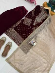 DESIGNER VELVET SEQUENCE & ZARI EMBROIDERY WORK TOP PALAZZO WITH DUPATTA FESTIVE WEAR WHOLESALE PRICE ETHNIC GARMENT (3)