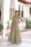 DESIGNER VICHITRA SEQUENCE, ZARI & THREAD EMBROIDERY WORK GOWN WITH KOTI MINT
