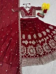 DESIGNER VICHITRA SILK EMBROIDERY 7 MM SEQUENCE WORK LEHENGA CHOLI WITH DUPATTA WEDDING WEAR WHOLESALE PRICE ETHNIC GARMENT (2)