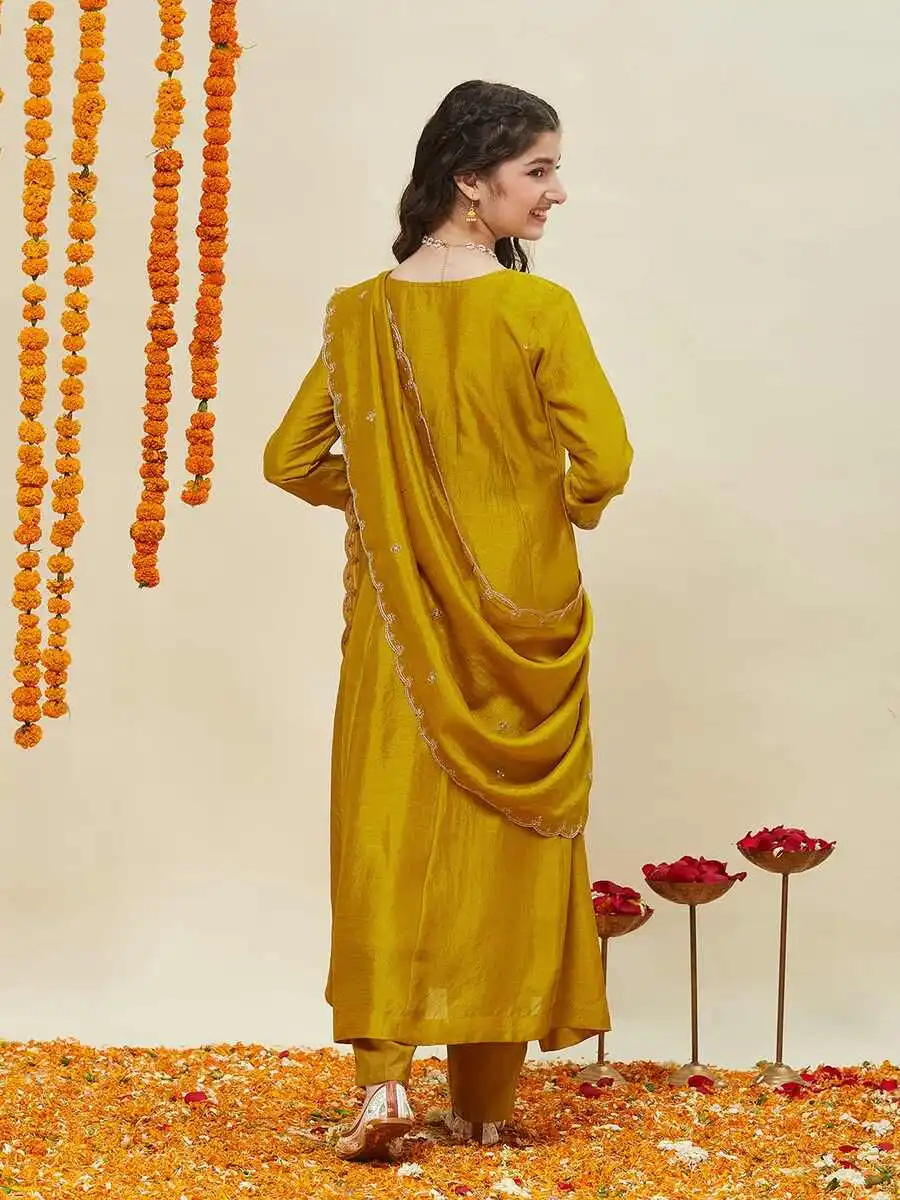 DESIGNER VICHITRA SILK EMBROIDERY WORK KID'S TOP BOTTOM WITH DUPATTA FESTIVE WEAR WHOLESALE PRICE ETHNIC GARMENT (11)