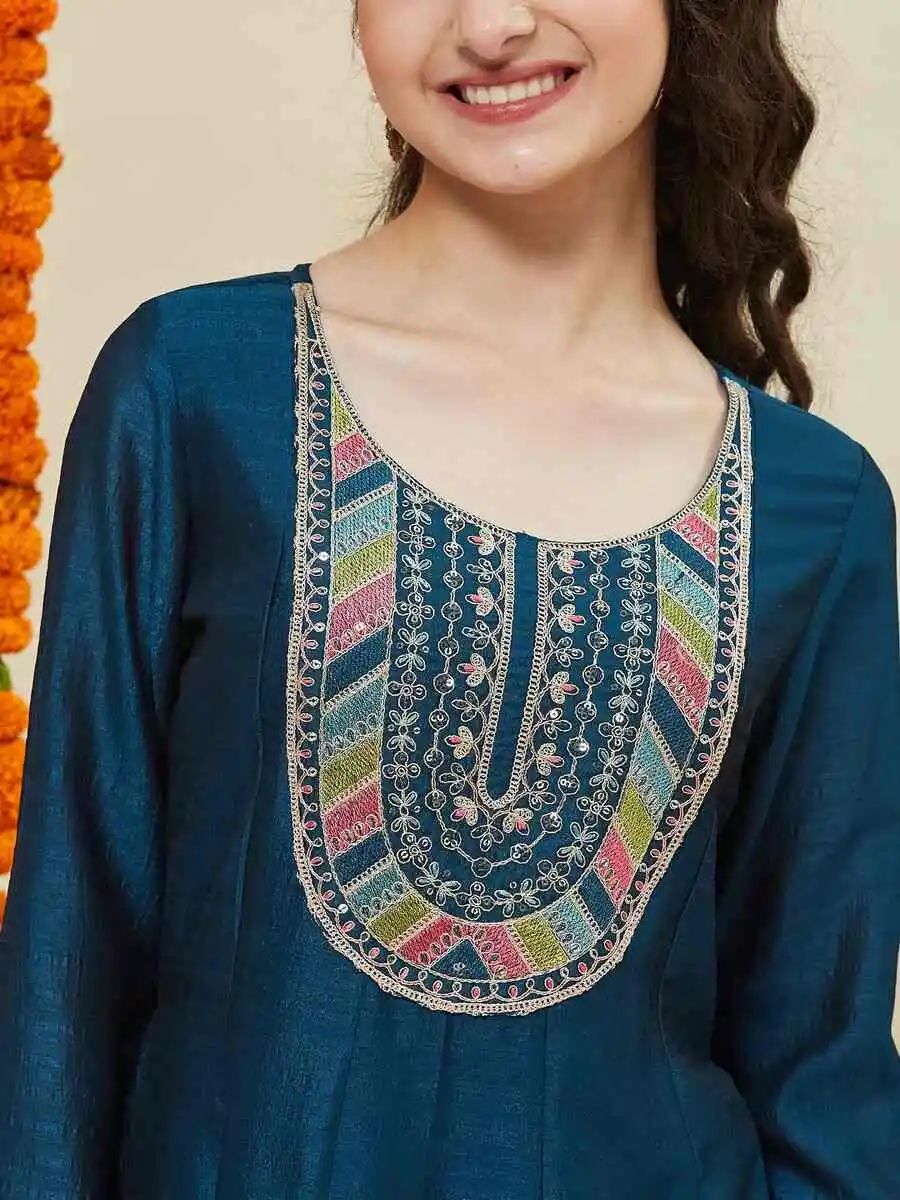 DESIGNER VICHITRA SILK EMBROIDERY WORK KID'S TOP BOTTOM WITH DUPATTA FESTIVE WEAR WHOLESALE PRICE ETHNIC GARMENT (7)